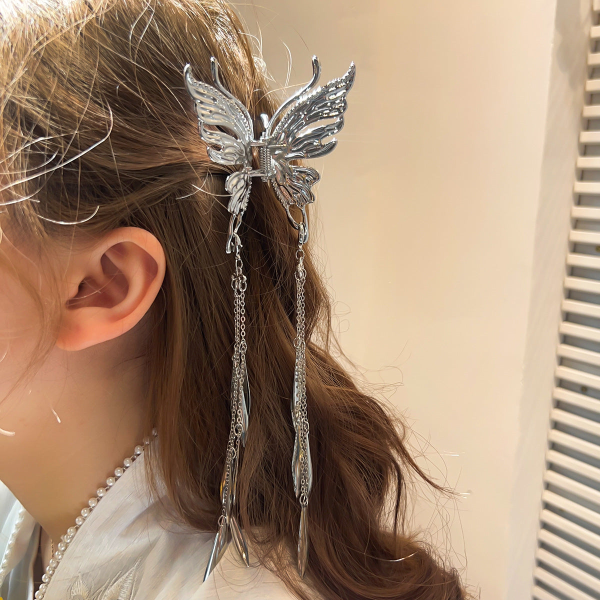 Elegant Style Hollow Butterfly Tassel Alloy Barrettes