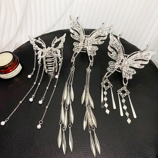 Elegant Style Hollow Butterfly Tassel Alloy Barrettes